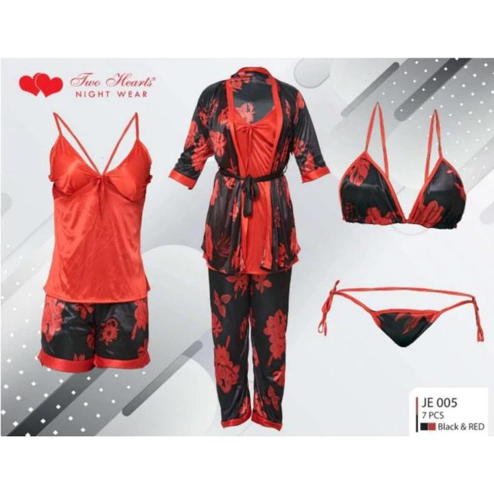 Aris-6pcs Silk Nightie For Women Nighty