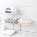 ErgoBunyad - Plastic Inter Design Bathroom Kitchen Organize Shelf Rack Shower Corner with Wall Mounted Suction Cup. 