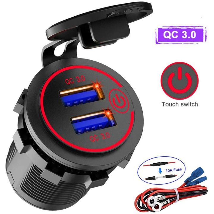 12v usb outlet-1 x Car Charger Adapter
1 x Wire with 10A fuse(Cable length 60CM)-Black