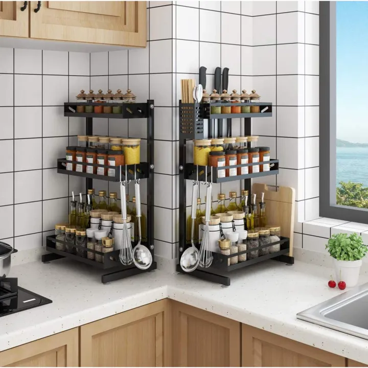 3%20Tier%20Metal%20Countertop%20Kitchen%20Spice%20Rack%20Standing%20Corner%20Shelf%20Removable%20Seasoning%20Organizer%20Jars%20Bottle%20Storage%20Knife%20Utensils%20Holder%20with%203%20Hooks,%20Black%20-%20Image%207