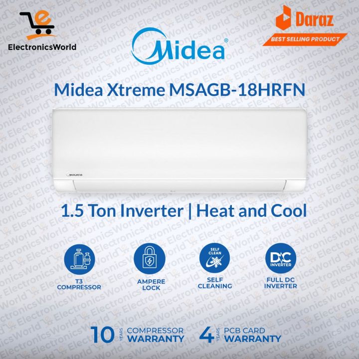 Midea%20Inverter%20AC%20%7C%20Xtreme%20Series%20-%20Model%20MSAGC-%2018HRFN%20%7C%201.5%20TON%20%20(18000%20BTU)%20%7C%20%20Heat%20&%20Cool%20%7C%20T3%20Compressor%20%7C%20%20Full%20DC%20Inverter%20%7C%20Ampere%20Lock%20Feature%20%7C%2010%20Years%20Compressor%20&%204%20Years%20EPCB%20Card%20Warranty%20/%20Free%20Installation%20-%20Image%202