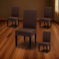 Dining Chair Covers - Dark Brown - 6 Seater - Mash Fabric Chair Covers - Dining Chair Fitted Covers - Stretchable Chair Covers - Elastic Chair Slipcovers - Washable Dining Chair Protectors - Vouis London. 