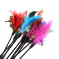 Soft Colorful Cat Teaser Interactive Training Toy Rod with Bell & Feather. 