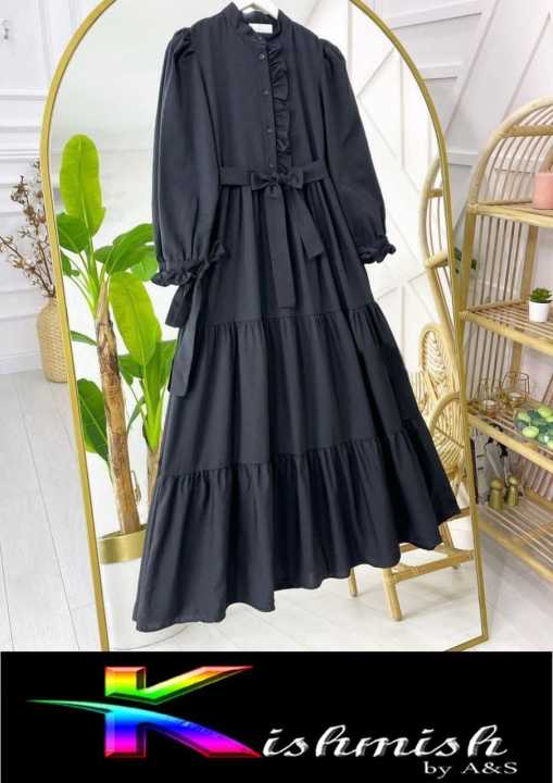 Trendy%20Frill%20Style%20Panel%20Work%20Long%20Frock%20For%20Women%20Read%20To%20Wear%20Dress%20For%20Women%20-%20Image%202
