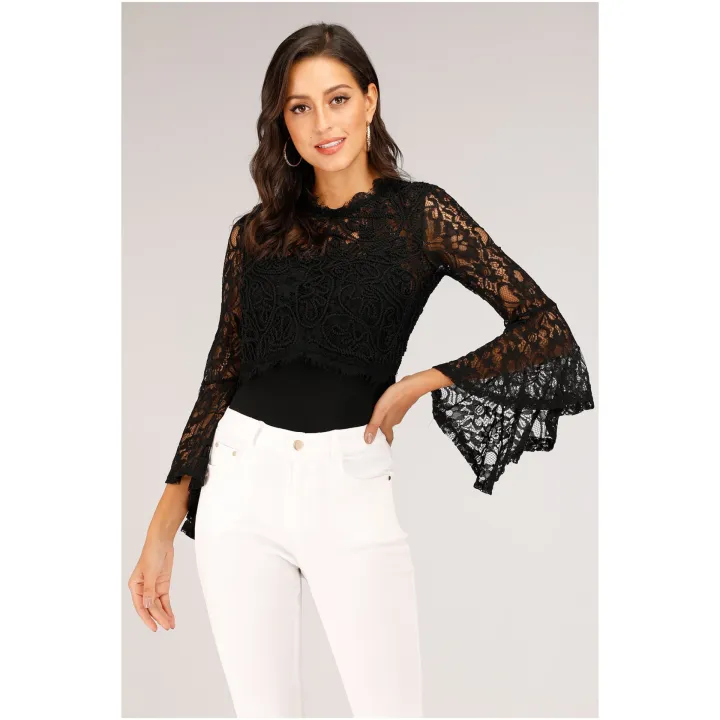 Mantra%20Black%20Lace%20Top%20With%20Flared%20Sleeves%20For%20Women%20-%2054496WTB%20-%20Image%203
