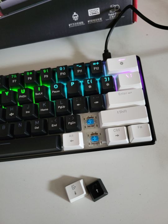 Rainbow%20RGB%20MEGAKEY%20%20Mechanical%20Gaming%20Keyboard%20%2060%25%20Mechanical%20Gaming%20Keyboard%20with%20Blue%20Switches%20Colorful%20Backlight%20Black%20and%20White%20Combination%20Keys%20-%20Image%203