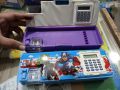 1 Button Pencil Box with Sharpener & Calculator  Double Sided Plastic Pencil Box Pack of 01 Pcs. 