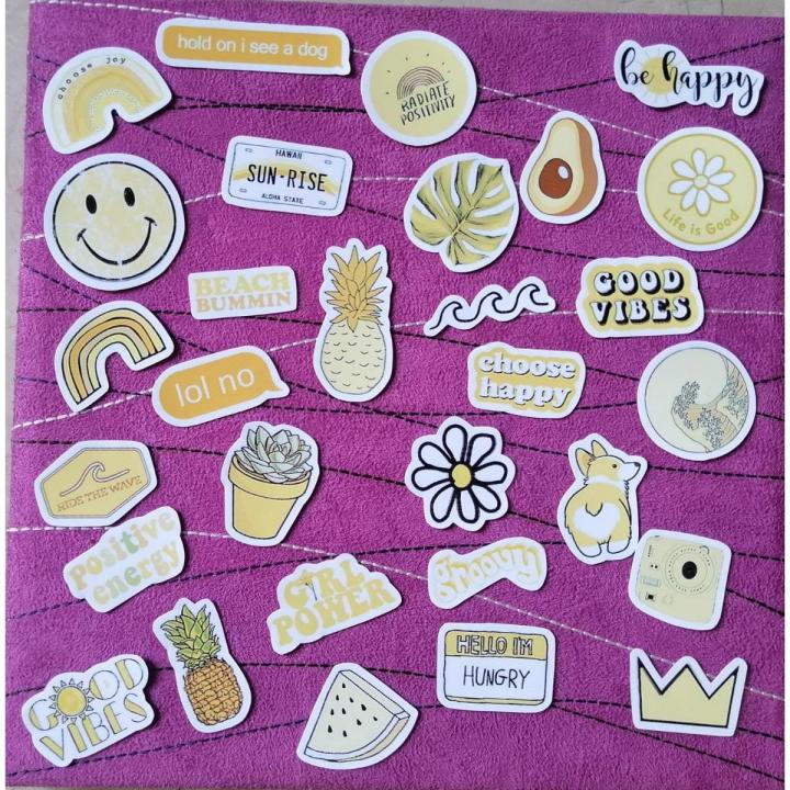 30 Aesthetic Yellow-Art Stickers for mobile back, Laptop, and decorating your stuff to make more attractive