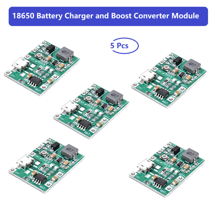 1/5 pcs J5019 Micro USB TP4056 with Booster Router Module 18650 Lithium Li-ion Battery Charger Module Boost 3.7V to 5V 9V 12V Adjustable DC-DC Step Up Boost Module