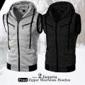 Pack of 2 Jaqueta Front Zipper Sleeveless Hoodies. 
