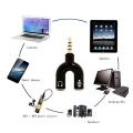 Sounce Audio Jack Headphones with mic, 3.5 mm Jack Splitter 2 Male 1 Female Black (U-Shape)3.5mm U Shape Sound Stereo TRRS Audio Splitter Earphone Jack Adapter 1 Male To 2 Female Stereo Converter For Mobile/PC. 