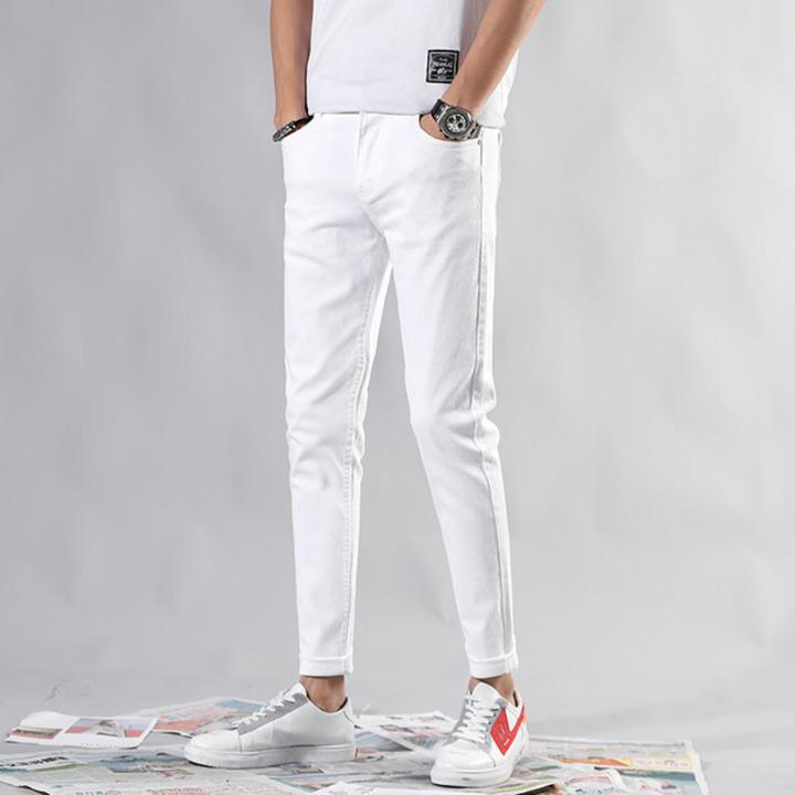 Classic White Cotton Jeans Pant for Slim Fir Boys Models with Perfect Style - Casual and Office wear