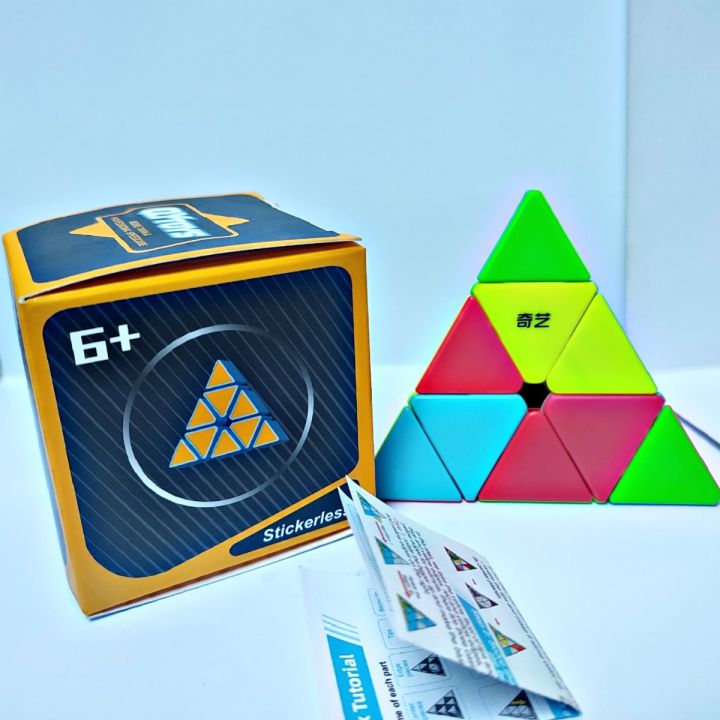 QI MING S2 Fast and Smooth Magnetic Feel Movement Pyramid Triangle Rubik Cube | QY Stickerless Pyraminx Puzzle Toy | PARTNERS COLLECTIONS