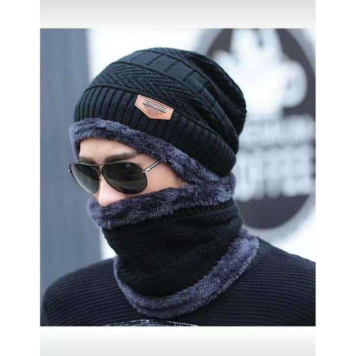 Winter cap Man 2 pice set cap and nack wool  Winter collection Good Quality