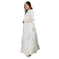 Graceful Frock Design - Fairy Tale Princess by ClosetStunner - Designer White Silk Maxi with Gown - Silk Maxi and Net Gown Dress - Shiny Off-white Maxi with Gown Made of Fancy Net - Top Trending And Stylish Designer Off-white Maxi with Gown. 