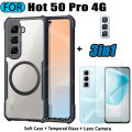 3 in 1 Infinix Hot 50 Pro Acrylic Phone Case For Infinix Hot 50 Hot 50i 40i 40 Pro Casing With Magnetic Wireless Charging Sticker +Full Coverage Tempered Glass Screen Protector. 