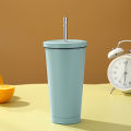 MeterMall Coffee Cup With Splash-Proof Lid Metal Straw Double Vacuum Insulation Design 304 Stainless Steel For Hot Cold Drinks Travel Mug. 