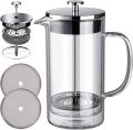 French Press Coffee Maker 1 Liter, Glass Coffee Maker, Hand Press Coffee Mug, Stainless Steel Filter Coffee Press Pot. 