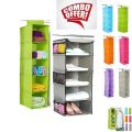 Pack of 2-Storage Box Compactor Clothes Hanging Organiser VERTICAL FOLDABLE HANGING Closet Organizer Storage Bag Wardrobe Cloth Pant Organizers Holder Foldable Clothing Storage Rack Shelves. 