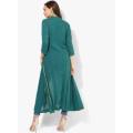 Green Band Collar High-Low Anarkali Kurta. 