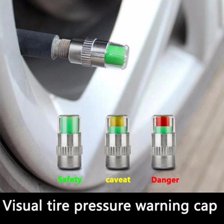 4Pcs/set Tire Pressure Monitor Pressure Gauge Cap Sensor Indicator Alert Monitoring Valve Stem Cap Tools Kit