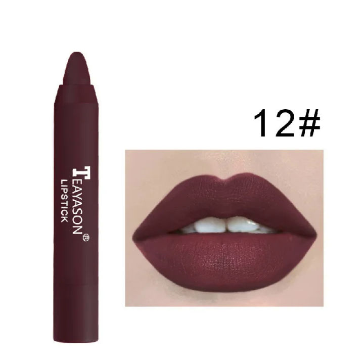 1PC Sexy Dark Red Matte Lipstick Waterproof Velvet Lip Stick Long Lasting Brown Pigments Makeup Easy to Wear Beauty Lips