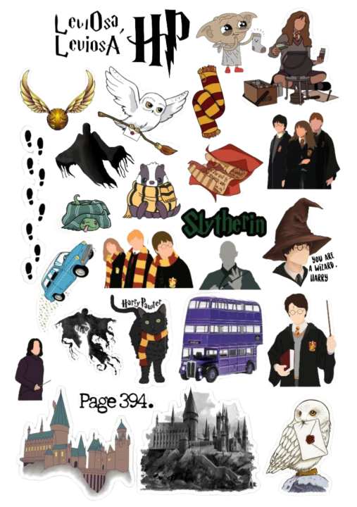 Harry Potter Stickers A5 uncut Potterhead, Wizarding World Hogwarts