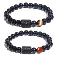 Twelve Constellation Elastic Bracelet Men's Tigereye Agate Mixed Colorful Beads Bracelet. 