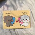 Cute couple bear canvas painting/artwork. 