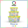 Orient Plastic Smart Containers Set of 3 Durable, Stackable Storage Boxes with Airtight Lids, BPA-Free, Ideal for Organizing Food Household Items, and More. 