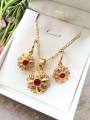 Elegant jewelry  - Locket Set - maroon  zircon- Golden. 