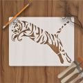 trible tiger jump reusable stencil for canvas and wall painting id 265a. 