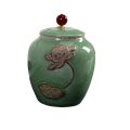 Multifuncational Ceramic Tea Jar Chinese Vintage Food Storage Container Damp-Proof Porcelain Sealed Pot Household. 