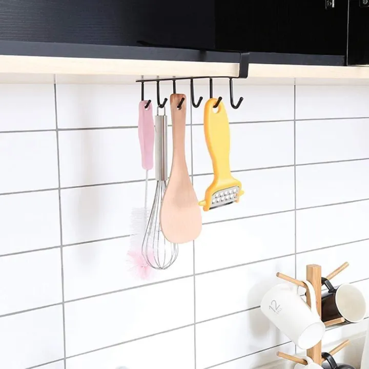 Stainless%20Steel%20Multi%20functional%20Kitchen%20Utensil%20Rack%20with%206%20Hooks%20(White)%20-%20Image%204