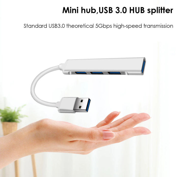 Multi Usb Adapter For Computer Ultra-Slim 4 Port USB Hub (USB 3.0) - RMG Multi USB Adapter Splitter ...