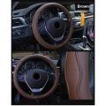 SuperAuto Universal Car PU Leather Steering Wheel Covers Anti-slip Skidproof Durable 38CM Dynamic Fibre Handmade Steering Wheel Cover. 