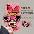 TA for iPhone 11 12 13 14 15 Pro Max Mini Plus Back Cover With Free Holder Powerpuff Girls Texture Phone Case Wavy Edge Soft Silicone Cover. 