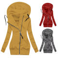 Winter Coat Elastic Cuffs Pure Color Hooded Warm Sweatshirt Coat. 