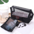 1/3Pcs Portable Transparent Cosmetic Makeup Skin Care Beach Wash Travel Bag Pouch Organizer Black Transparent Mesh Wash Bag. 
