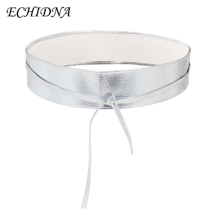 ECHIDNA Restraint Corset Belt Stylish Wide Corset Belt with Bow Tie Slimming Faux Leather Waistband for Women Adjustable Elastic Waist Strap Perfect for Fashionistas Women Corset Belt