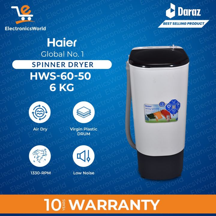 Haier Dryer/Spinner HWS-60-50 Air Dryer -06 KG Spinning Capacity- with 10 Years Motor Warranty