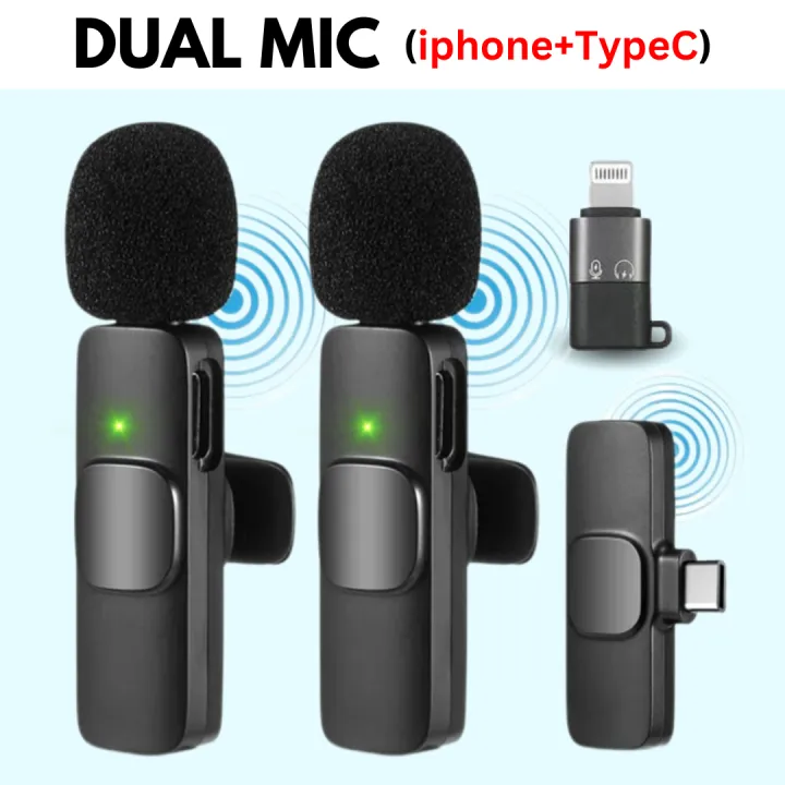 FunBug%20K8,%20K9,%20K35%20Wireless%20Microphone%20Collar%20Mic%20for%20Mobile%20Phone%20Camera%20Youtube%20Audio%20Video%20Recording%20Shooting%20Vlogging,%20Live%20Streaming%20~%20Dual%20&%20Single%20Noise%20Cancellation%20Reduction%20Portable%20Lavalier%20Cordless%20Mic%20for%20Android%20Type%20C,%20Lighting%20Port%20-%20Image%202