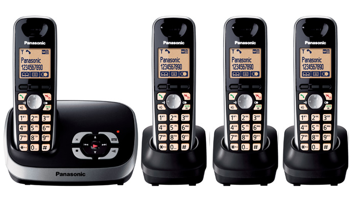Panasonic KX-TG6521e Quad (set of 4) intercom plus PTCL Wireless landline Phone with Answering Machine and free 08 New Rechargeable Cells