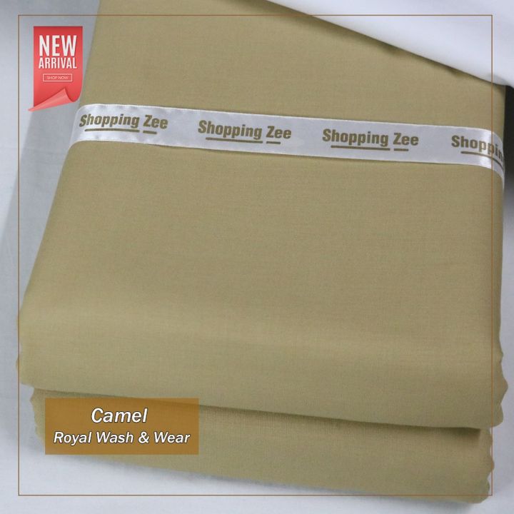 Premium Camel Wash And Wear Un-Stitched Suit For Men | Shalwar Kameez