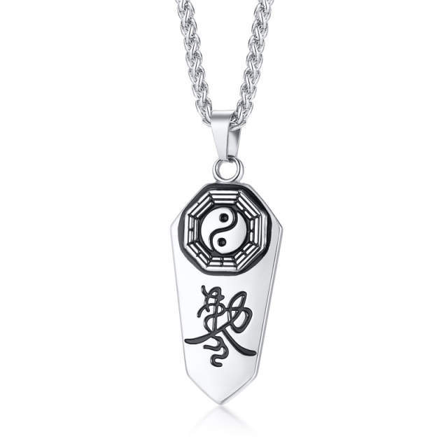 New Yin Yang Gossip Symbol Necklace Pendant for Men Demon Protection Ghost Hunter Male Jewelry Stainless Steel