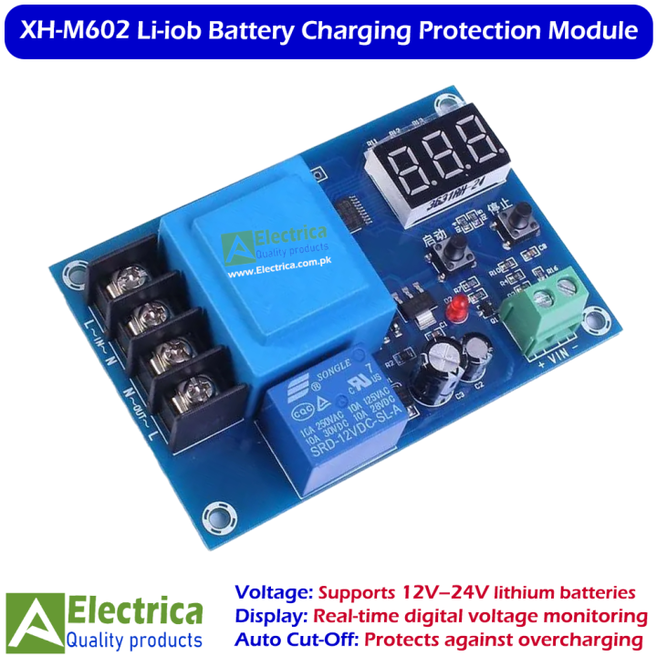 XH-M602 Charging Control Module 12-24V Lithium Battery Charger Controller Board with LED Display Auto Cut-Off Protection Switch by Electrica