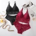 Women Pink Green Lace Trim Bow Padded Bras Bralette Cotton Panties Push Up Sexy Lingerie Sets Underwear A B. 