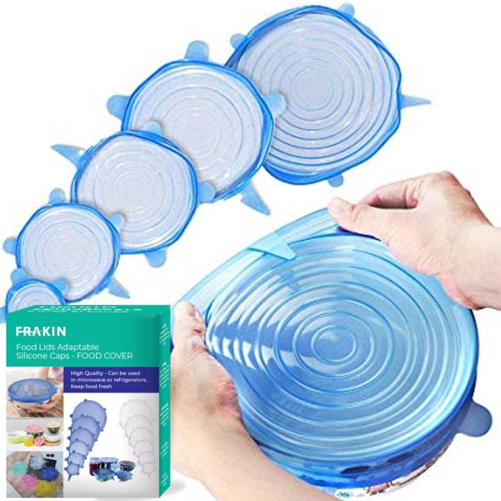 FRAKIN 6Pcs Universal Food Silicone Cover Silicone Stretch Lids For Cookware Reusable Stretch Lids silicone lid covers silicone lids
