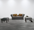 Modern Settey Set Elegant Designe Four Seater Zig Zag Green Fabric Velvet Colour {{Special Offer Available }}. 