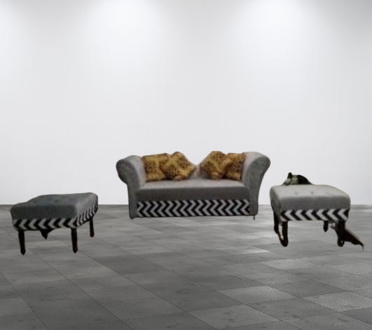 Modern Settey Set Elegant Designe Four Seater Zig Zag Green Fabric Velvet Colour {{Special Offer Available }}